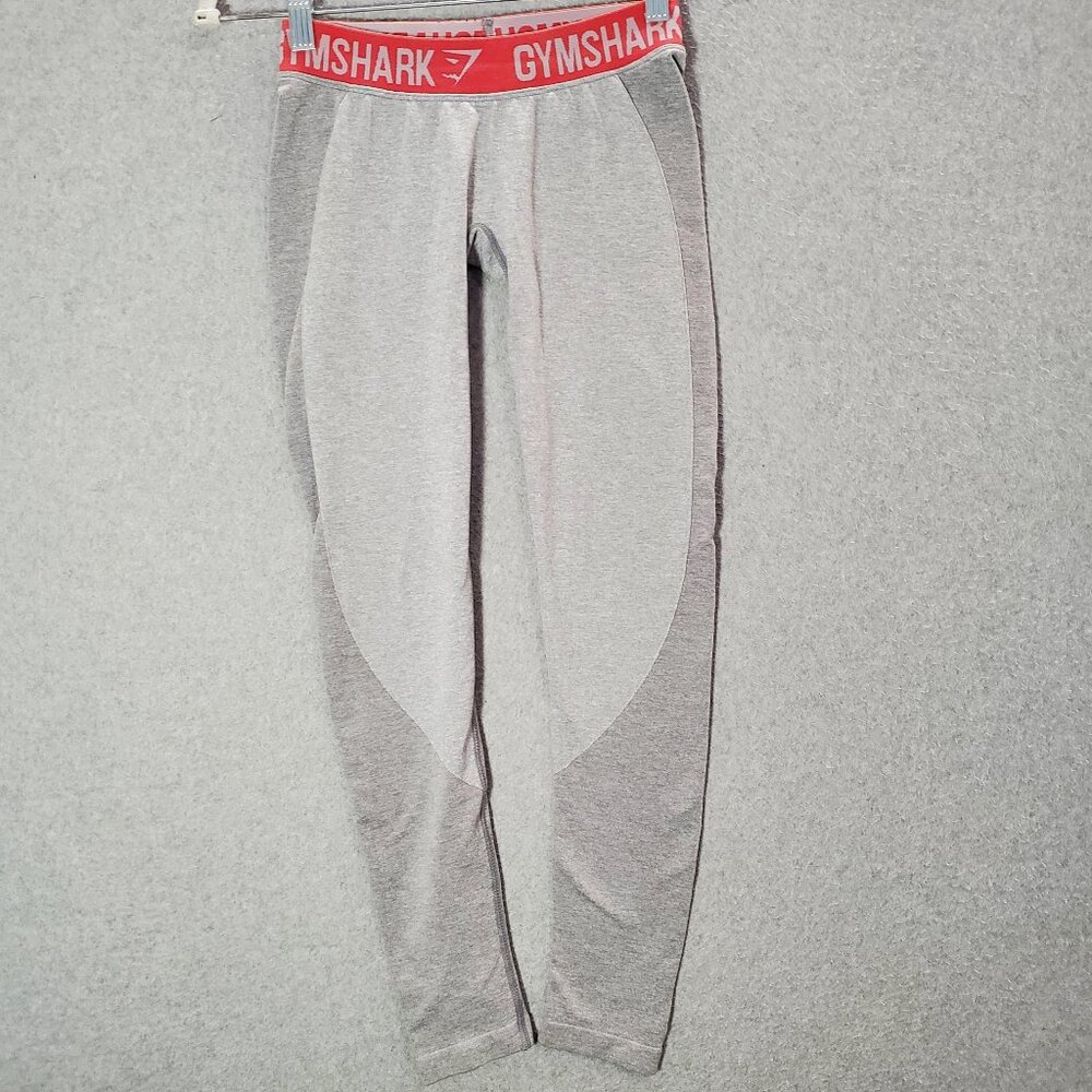 Gymshark Women Pants S Gray Leggings Logo Moisture Dry Mid Rise 25 in Inseam